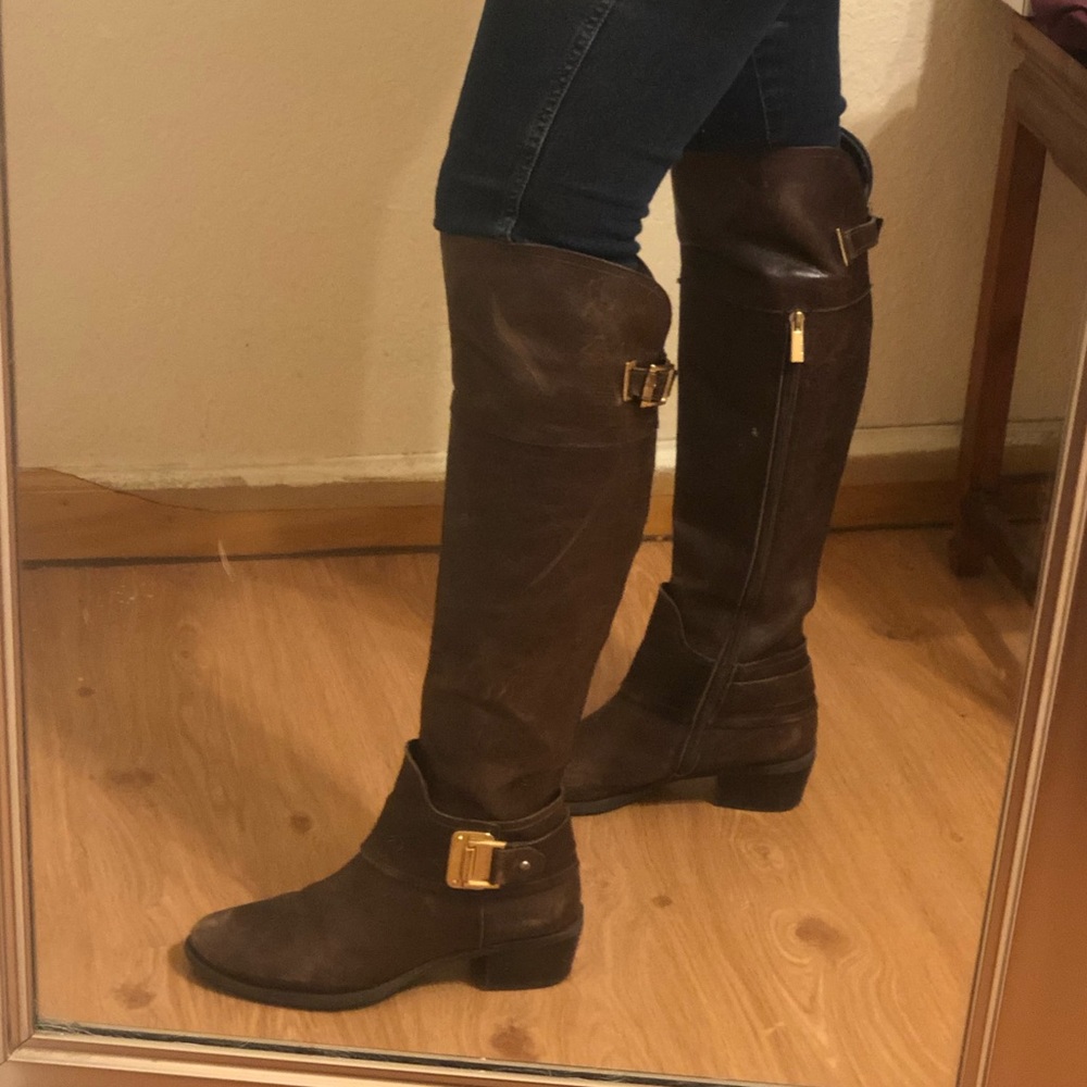 Brown and gold Vince Camuto riding boots size 7.5